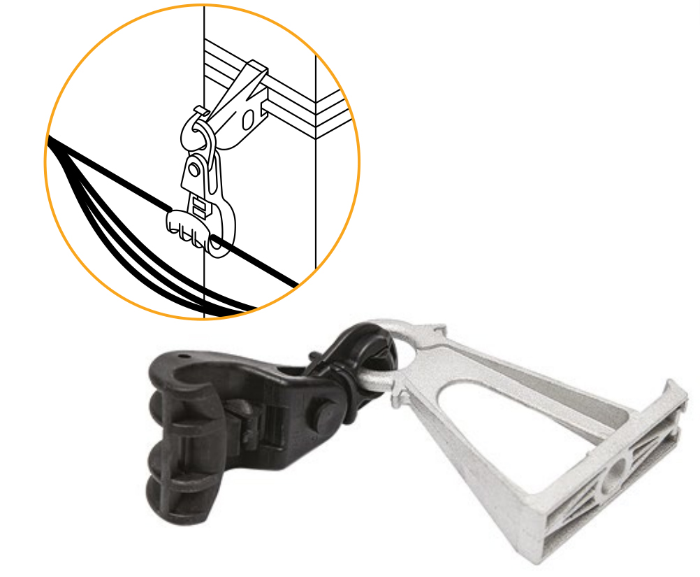 ES5414 LV suspension clamps for ABC cable with preinstalled bracket