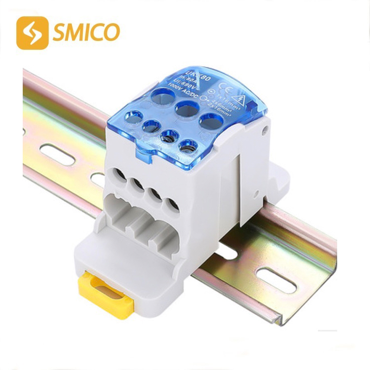 Din Rail Terminal Block Distribution Box Electric Wire Connector Universal Power Junction Box for Power Distribution Cabinets LANTRO JS UKK-80A Block Distribution Box 