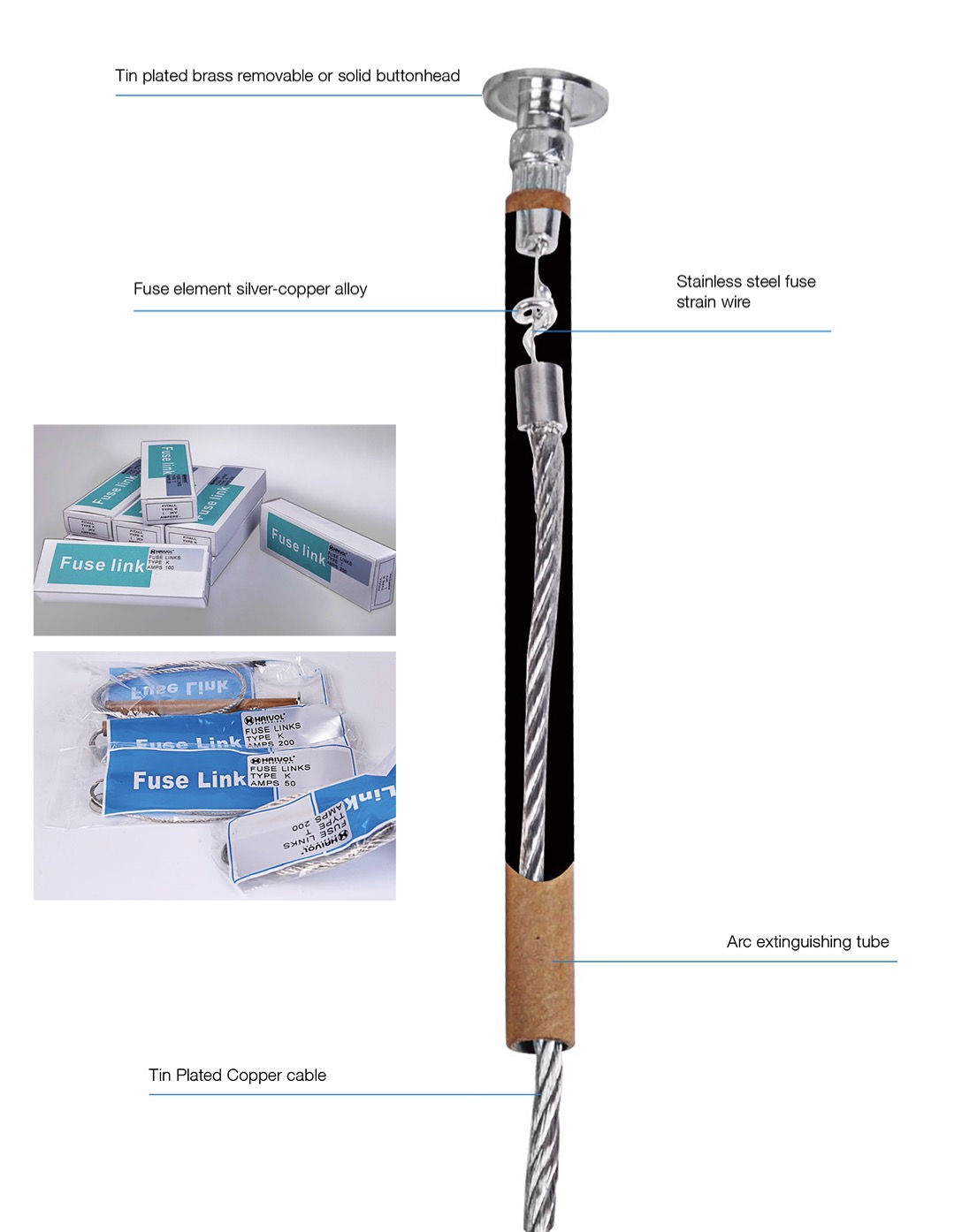 Removable Button Head K Type Fuse Elements Fuse Links, China Removable